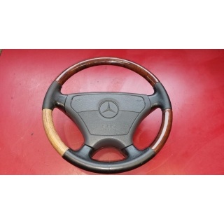 Holz Leder Lenkrad schwarz Airbag Mercedes W124 W201 R129 W140 AMG 1404605303